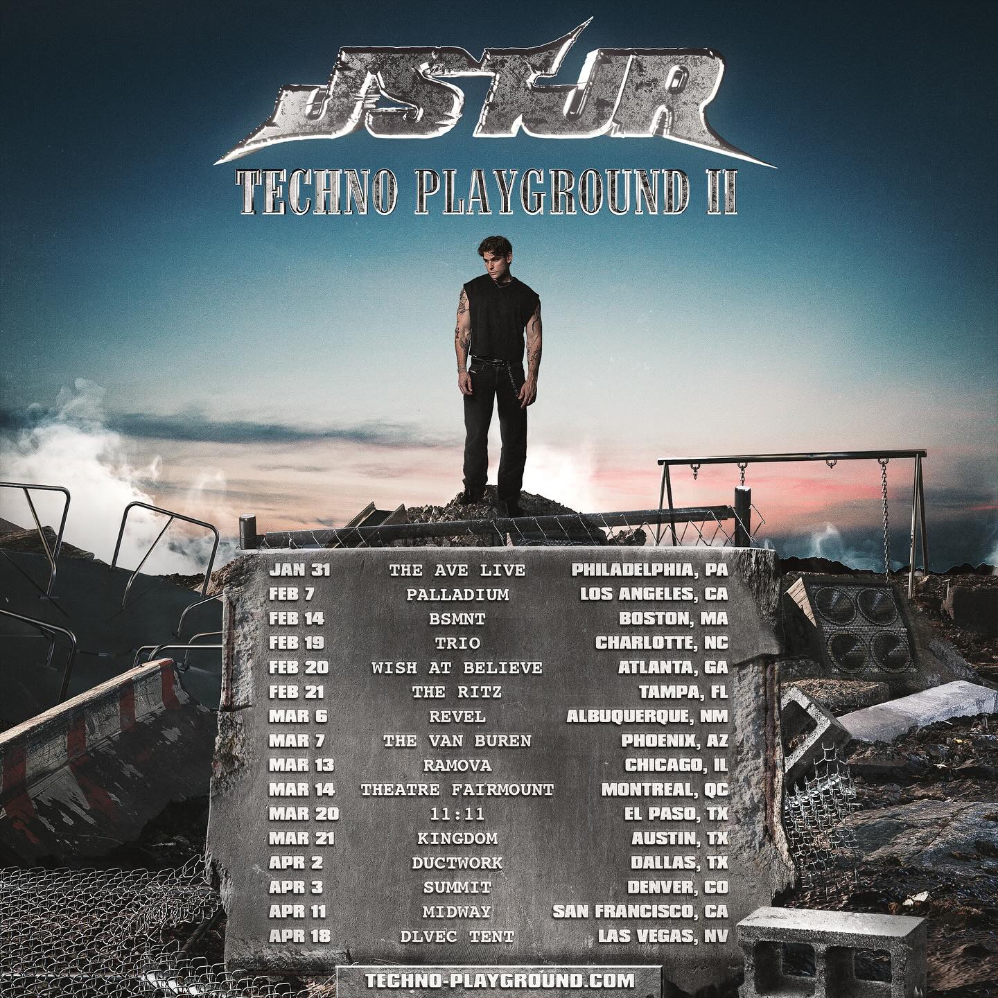 JSTJR Techno Playground II Tour Poster 2026